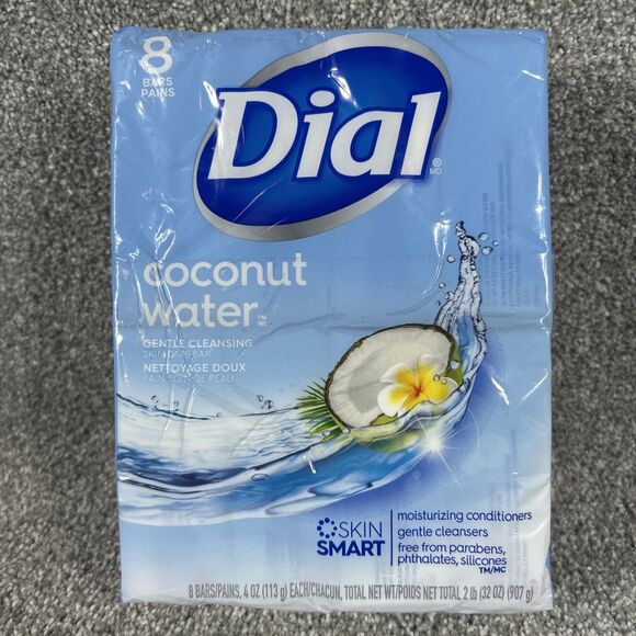 Dial Skin Care Bar Soap Coconut Water Gentle Cleansing Pack Of 8, 4 Ounce Bars - Picture 1 of 5